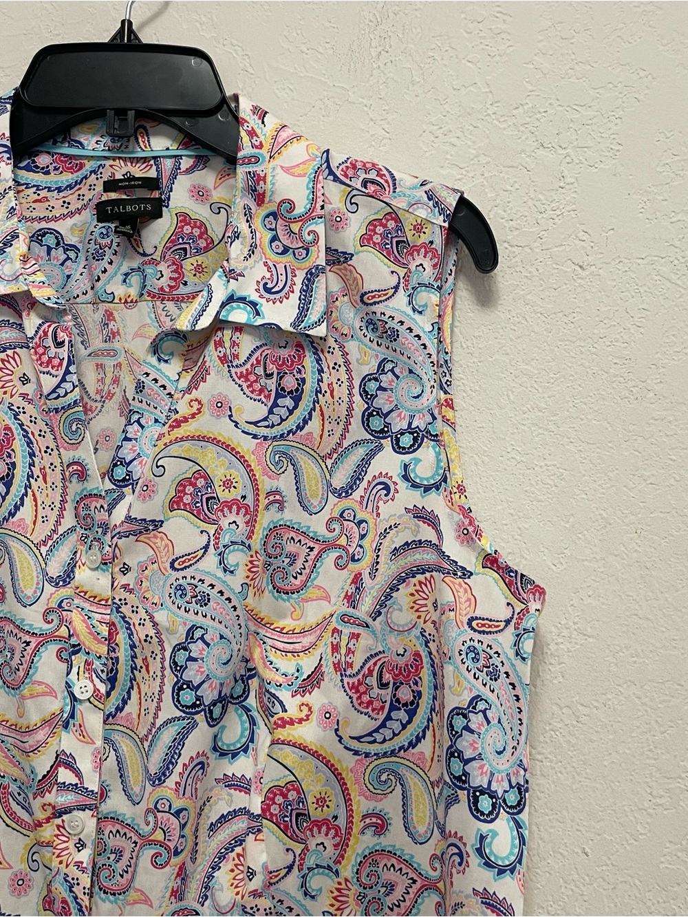 Talbots Paisley Print Wrinkle Free Perfect Shirt Size 16 - Picture 3 of 7